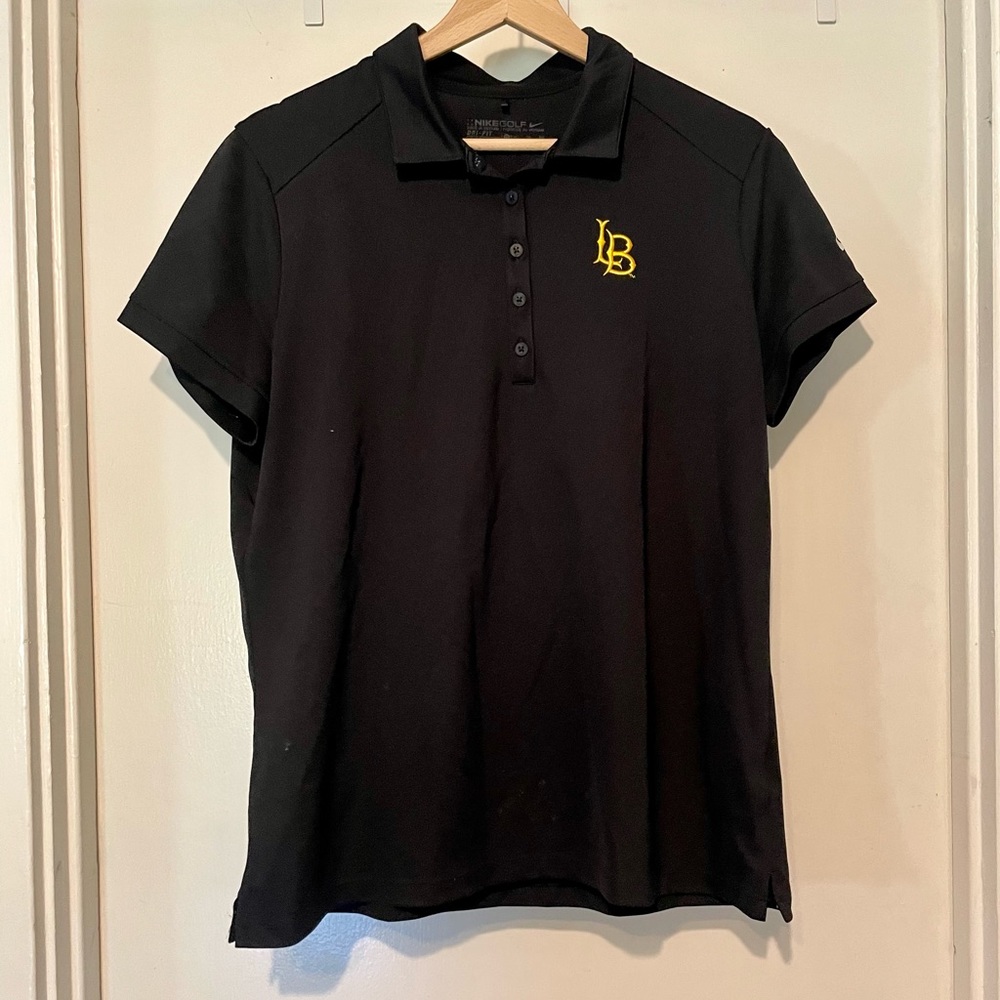 Nike Women's Black Polo with Yellow Emblem